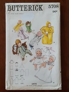 BUTTERICK PATTERN - 5708 BABY LAYETTE DRESS JUMPSUIT SLEEPING BAG 0-3 MTHS UNCUT - Picture 1 of 2