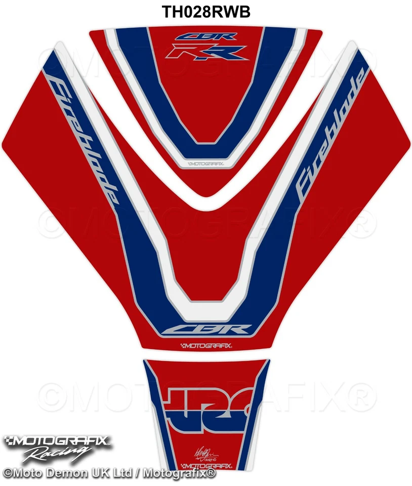 Honda CBR 1000 RR Fireblade 2017 18 19 Motorcycle Tank Pad Protector Motografix - Image 1 of 1