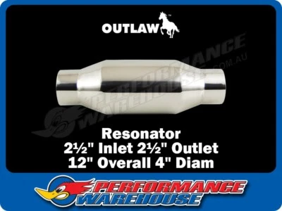 Outlaw Resonator T-304 Polished Stainless Steel 2-1/2" In/Out x 12" Length - Image 1 of 2