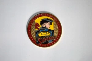 SUPERBOY REIGN OF SUPERMEN 2" COLLECTORS COIN MEDALLION Man Of Steel 14k Overlay - Bild 1 von 2