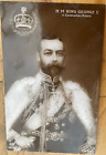 H.M. KING GEORGE V IN CORONATION ROBES CLOSE UP C1911 SCHWEDTFEGER REAL PHOTO PC