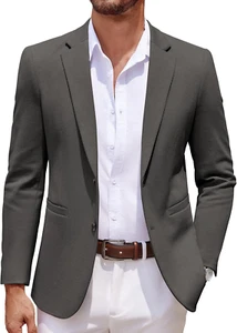 Men'S Casual Knit Blazer Two Button Lightweight Sport Coats Suit Jacket - Picture 1 of 27