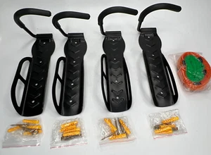 4 Pack  Bicycle Rack Wall Mount  Hooks With Straps New Without Box - Picture 1 of 3