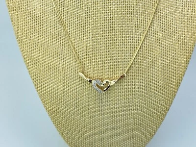 Open Joy Wings Heart Pendant Natural Diamond .36 TCW Necklace Solid 10k Gold - Image 1 of 4