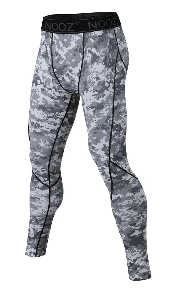 NOOZ Men's Compression Baselayer Legging Running Tights Black White Gray - Image 1 of 1