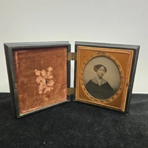 Antique 1800s Picture Photograph Hinged Hardcover Book Tin Type Photo - Picture 1 of 10