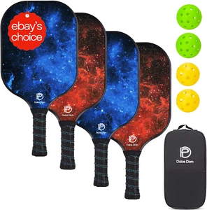USAPA Approved Fiberglass Pickleball Paddles Set of 2 or 4 with Balls and Bag - Picture 1 of 12