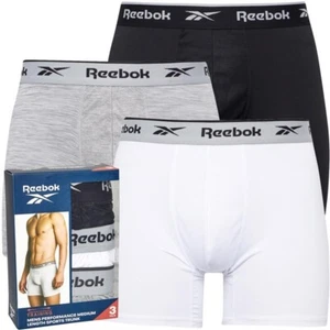 Reebok Mens Ainslie Performance Three Pack Medium Trunks Black/Grey Marl/White - Picture 1 of 3