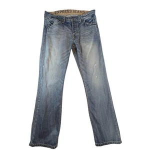 Express Jeans Herren 34 x 32 Rocco Slim Fit Boot Cut Medium Wash Denim 100% Baumwolle - Bild 1 von 10