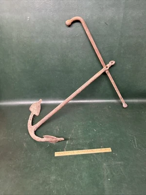 Antiguo ancla de borde de hierro fundido ~ ancla de mar náutico marítimo 28" 13 libras Foto 1 de 4