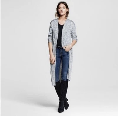 Cárdigan largo suéter gris jaspeado delantero abierto talla S/P Mossimo para mujer Foto 1 de 4