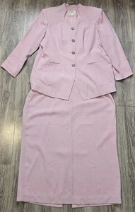 Vintage Clara Clara New York 2-teiliges Rock Anzug Set Rosa Damen Übergröße 24 gefüttert - Bild 1 von 17