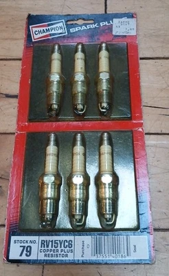 Champion RV15YC6 Copper Plus Resistor (Set of 6)  New/Old Stock Spark Plugs - Image 1 of 2