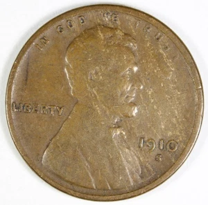 1910-S Lincoln Wheat Cent Semi-Key Date Rare Fine Free Shipping - Picture 1 of 5