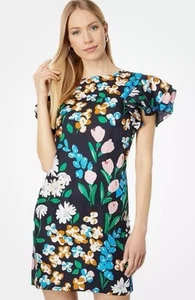 Vestido recto Kate Spade Meadow talla 12 negro mezcla seda multicolor floral - Imagen 1 de 9