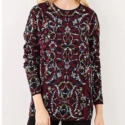 J Jill Tunic Sweater 4XL Multicolor Pullover Soft Knit Floral Jacquard Tapestry - Image 1 of 4