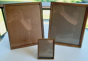 *3* Vintage MCM Messing Metall 8x10 & 3x4 Foto Bilderrahmen - Bild 1 von 13