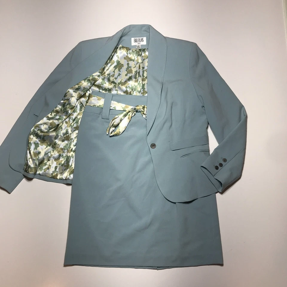 Bill Blass Suits Womens Peplum Blazer Jacket & Twilly Belt Pencil Skirt Set 14 - Image 1 of 4