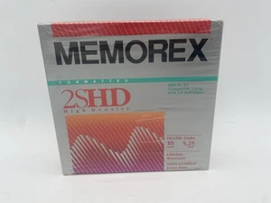 Vintage Memorex 2SHD 5.25" Floppy Disks – 10 Pack – IBM PC AT DOS 2.0+ Sealed - Picture 1 of 8
