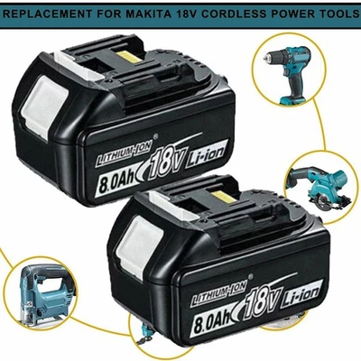 MARKENLOS 2 Original 8,0Ah Akku 18V für Makita BL1860B- 2er Set - 197422-4 BL1850 BL1830