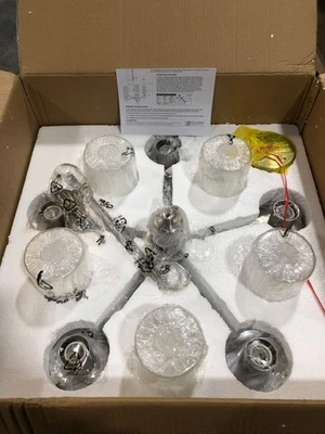 Golden Lighting Winslett 5-Light Pewter Chandelier Clear Ribbed Glass - Image 1 of 3