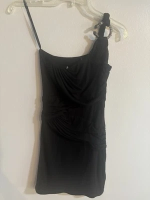 Новый с Ярлыками Sky Brand женщин XS рубашка одно плечо верхний металл со стразами черный - Изображение 1 из 4