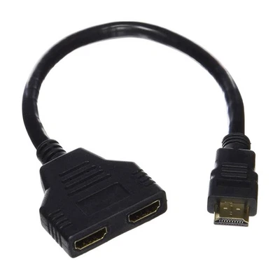 30cm HDMI Cable Adapter Male To Dual Female 2.0 Converter 1 in 2 out Splitter - Image 1 of 4