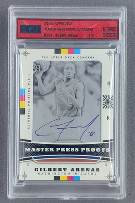 2004-05 Upper Deck Gilbert Arenas Master Press Proof Auto 1/1 Wizards BGN - Image 1 of 2