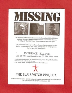 BLAIR WITCH PROJECT MISSING Photo Logo Movie NEW Sticker - Picture 1 of 1