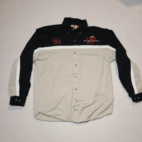 XL Dale Earnhardt Jr #8 Long Sleeve Budweiser Shirt Winners Circle Black/Tan Cover