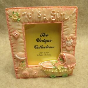 It's A Girl Pink Resin Picture Frame & Planter Pot Combo Gift Present 2.5 X 3.5"