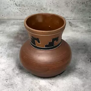 Brown Clay Black Southwest Motif Pot Bowl Jug - Picture 1 of 5