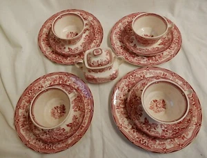 4 x Tassen, Untertassen, Kuchenteller + 3 Ersatzteller Ton Quin Alfred Meakin - Bild 1 von 4