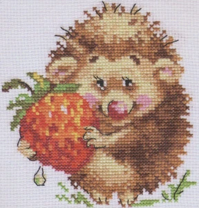 Hedgehog with Strawberries 0-51 Alisa Counted Cross-Stitch Kit - Picture 1 of 2