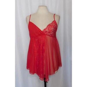 Vestido Babydoll Vintage VICTORIA’S SECRET Etiqueta Dorada Rojo Encaje Chemise Mediano - Imagen 1 de 9