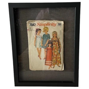 Framed 3D VINTAGE Simplicity Sewing Pattern Girl Dress 60s Seamstress Retro MCM - Picture 1 of 11