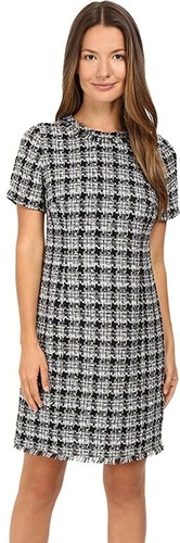 Abito tubino donna Kate Spade New York 237593 tweed testurizzato nero grigio taglia 10