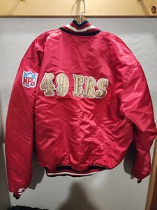 Giacca Bomber Vintage Starter NFL 49ers Rosso Raso Uomo XL Made in USA - Foto 1 di 10