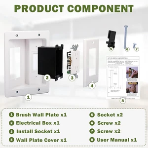 Wall Cable Concealer Management Kit Recessed Outlet behind TV for Mount with Box - Afbeelding 1 van 7