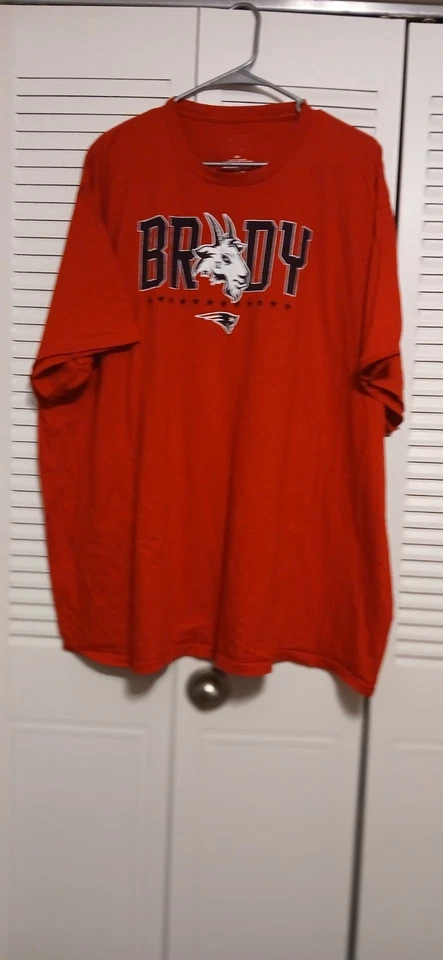 #12 Tom Brady "The Goat" New England Patriots NFL Pro Line Red T-Shirt 4XL NWOT - Image 1 of 4
