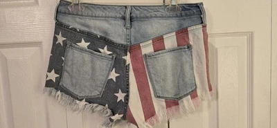Женские шорты Mossimo с высокой посадкой со звездами и полосками с флагом США размер 8/29 - Изображение 1 из 4