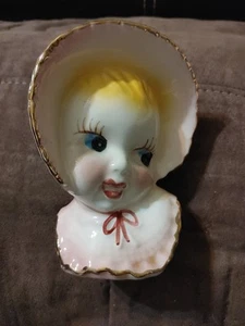 Shafer 23K Gold Baby In Pink Ribbon Head Vase - Picture 1 of 8