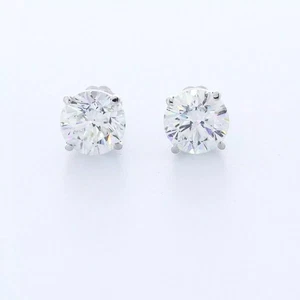 Solid 14K Yellow Gold Stud Earrings Classic 2.51 CT Round Natural Diamond G SI1 - Picture 1 of 5