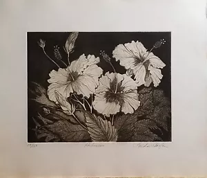 LINDA LLOYD, Original Etching, Hibiscus, Signed Numbered - Picture 1 of 7