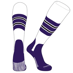 OTC Baseball Softball Stirrup Socks (E, 5in) White, Purple, Black, Purple - Picture 1 of 3