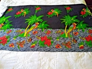 "Falda bufanda bufanda Koko nudo aves tropicales flores con flecos borde playa corbata 60x41" - Imagen 1 de 9