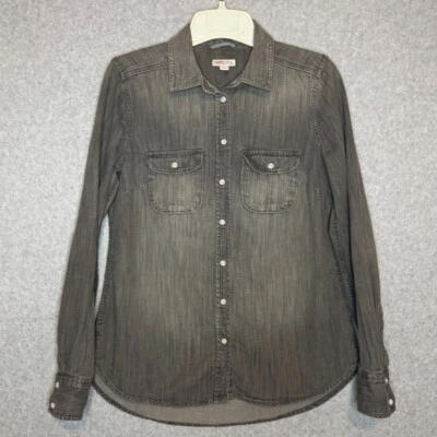 Merona 女式灰色牛仔衬衫 S 码 — 第 1/4 张图片
