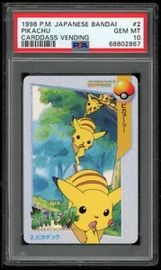 Pokemon Japanese Carddass 1998 002 Pikachu 2 Card Bandai FA PSA 10 68802867 - Picture 1 of 2