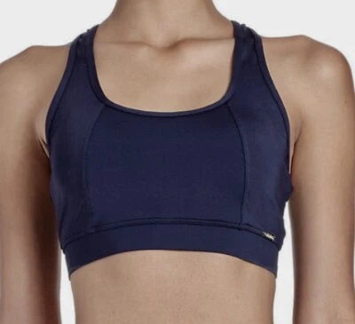 CALVIN KLEIN Cruise solid Sport Racerback Navy Blue Bikini Swim Top NEW Womens M - Image 1 of 4