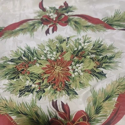 Benson Mills Christmas Ribbons Engineered Printed Fabric Tablecloth 60 x 117" - Image 1 of 4
